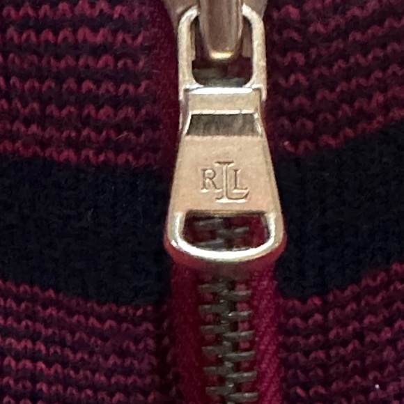 Ralph Lauren Windowpane Red/Black Full Zip Sweater SZ LGE - Picture 5 of 8